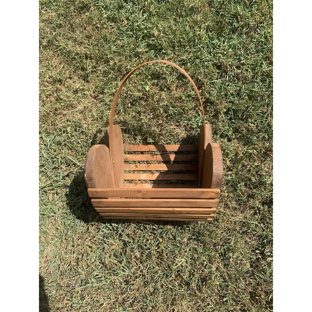 Vintage Wooden Basket Goose Art Country Farmhouse Cottage Cabin Decor‎ Handmade